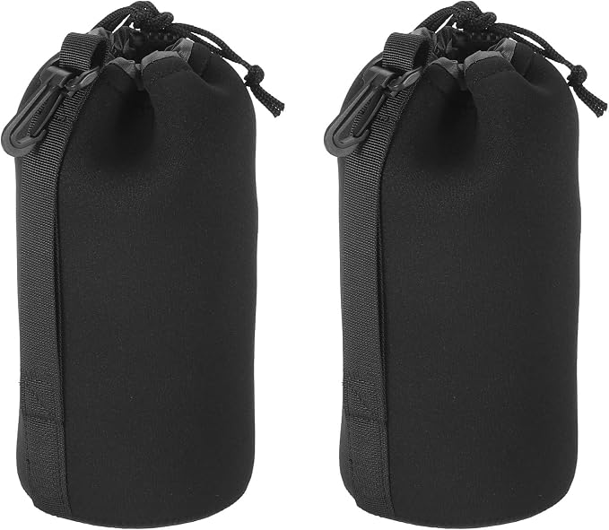 PATIKIL Camera Lens Bag, 2x 3.5" IDx9.8 H Neoprene Lens Pouch with Thick Protective Lenses for DSLR, Black by PATIKIL