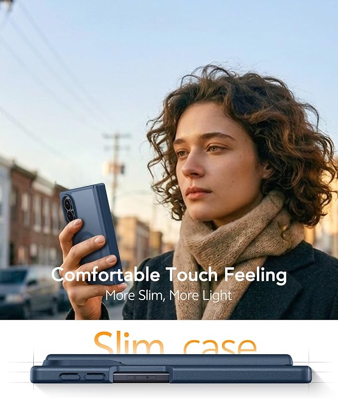 FNTCASE for Samsung Galaxy Z Fold 8 Case, Fit for Magsafe, Hinge Protection | Screen Protector, Translucent Matte Magnetic Back, 18FT Military Grade Drop Proof, Protective Phone Cover, Blue - Image 8