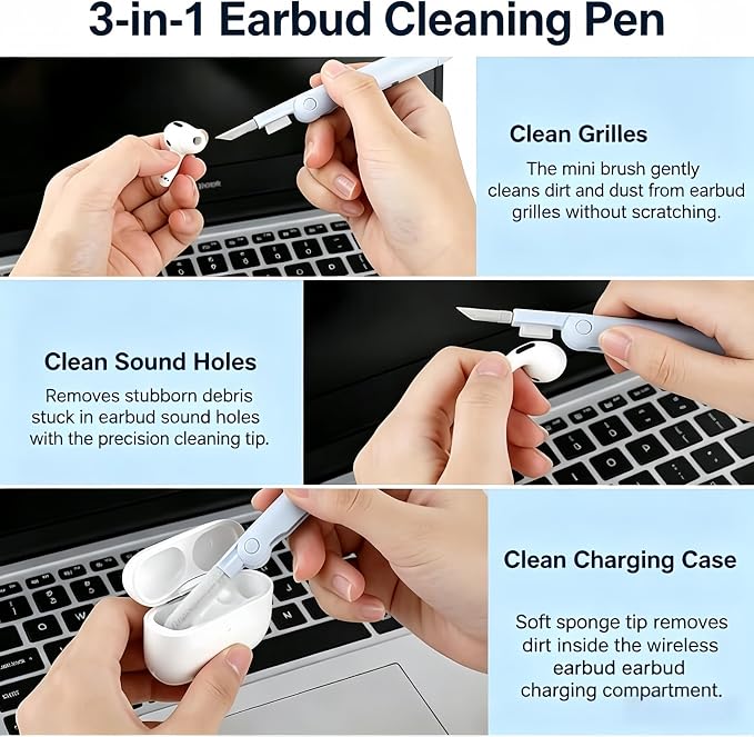 Keyboard Cleaning kit - 7 in 1, Keyboard Cleaner, Multifunction Brush with Key Extractor for Headphones, Keyboards, displays and Smartphones (with Cleaning Liquid Included) - Image 4