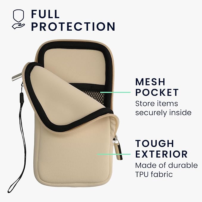 kwmobile Universal Phone Pouch Size XXL - 7" - Neoprene Smartphone Pouch with Zip - Water-Repellent Mobile Phone Case - Sleeve in Cream - Image 3
