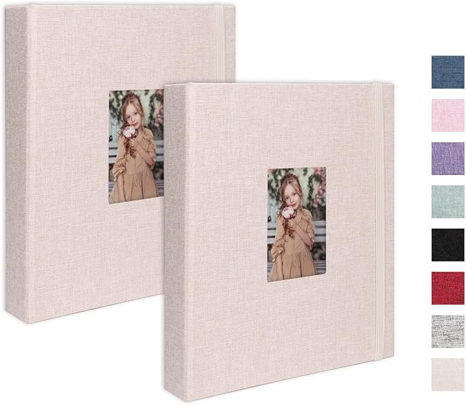 Mini Photo Album (2-Pack) for 2x3" Instax Mini & Polaroid Photos – Each Linen Album Holds 208 Photos by CHERRICH