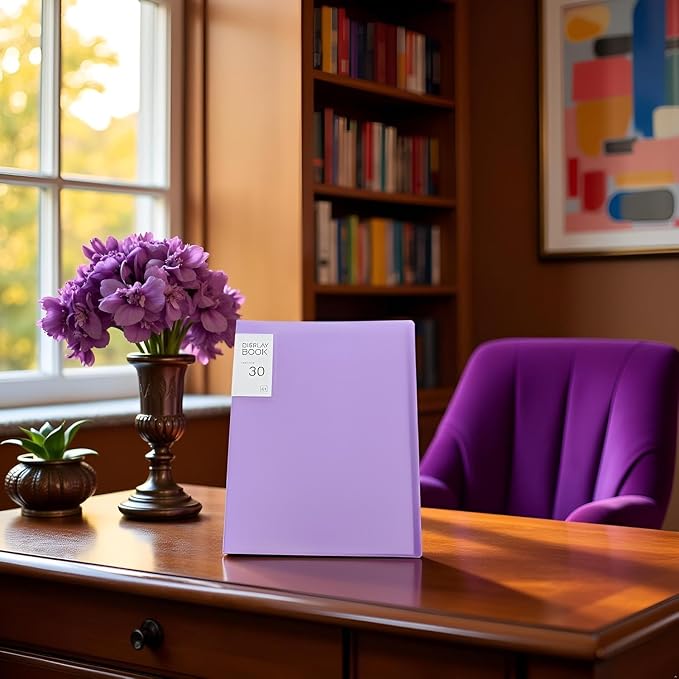 Purple Diamond Storage Book - A4 Portfolio Folder for 60 Picture Pics, 30 Pages, Art Portfolio Presentations Folder - 12.2x9.1in - Image 2