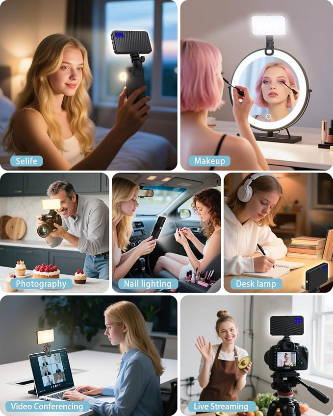 168 LED Phone Light, Selfie Light for iPhone/iPad/Camera, Portable Video Conference Lighting with Clip, Rechargeable 3000mAh CRI 95+, 3 Lights Modes Alix Earle Lights for Selfie, Makeup, Laptops, Vlog - Image 2