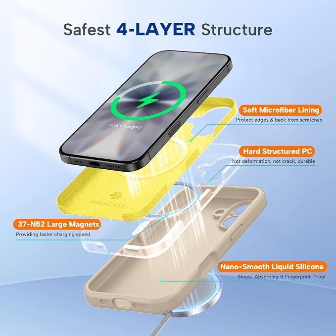 Miracase Silicone & Magnetic for iPhone 17 Case, Sand | Compatible with MagSafe, Silicone Camera Control Cover, Soft Microfiber Lining, Shockproof Drop Protection Phone Case for 17 - Image 4