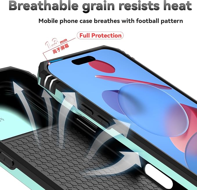 SunStory Phone Case for iPhone 17 Pro Max Case with HD Screen Protector & Slide Camera Cover & Rotated Ring Kickstand, [Military-Grade] Phone Case for iPhone 17 Pro Max, Green - Image 7