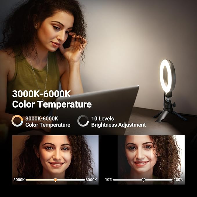 NEEWER Basic 5" Ring Light for Video Conference Lighting, Clip on Light Kit with Desk Tripod Stand for Monitor Laptop Computer Zoom Call Live Streaming Remote Working Learning Video Recording, BR60 - Image 5