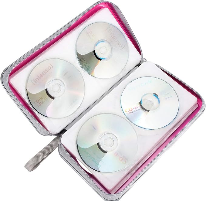 Siveit CD DVD Cases 96 Capacity Disc Storage Binder for Car(Hot Pink) | Hard Plastic CD DVD Disc Cases Storage Binder Wallet for Car Home Office Travel - Image 5