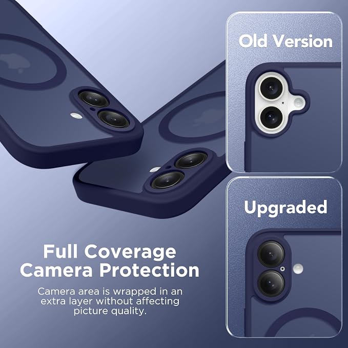 CAPRARO for iPhone 16 Case, Compatible with MagSafe | Upgraded [Full Camera Protection] Protective Translucent Matte Women Girl Magnetic Phone Case Cover, Sapphire Blue - Image 6