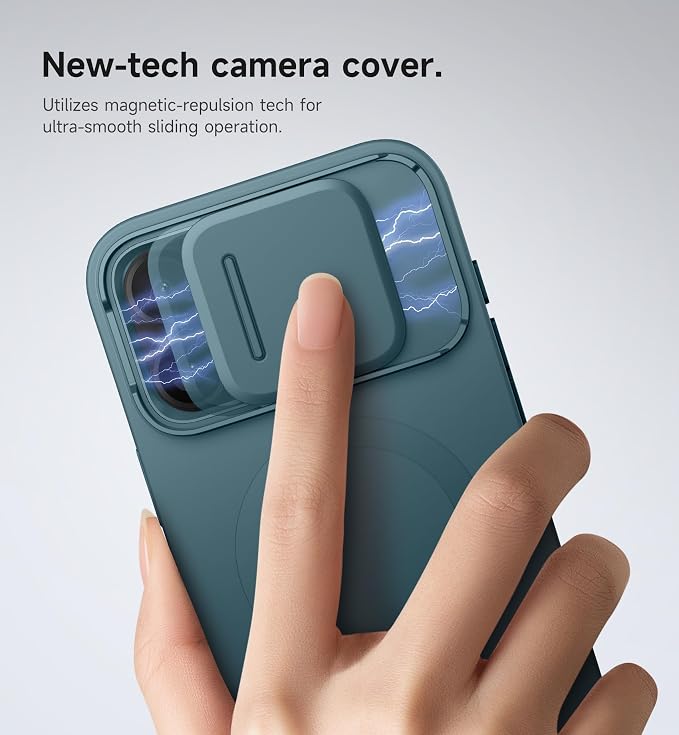 SURITCH for iPhone 16 Pro Max Case with Magnetic Camera Slide Cover and Adjustable Kickstand, Compatible with MagSafe, Shockproof Bumper Case Slim Protective Cover 6.9 Inch, Lake Green - Image 4