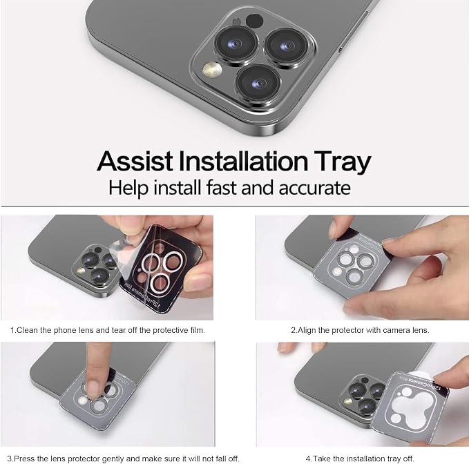 YWXTW [1 SET Camera Lens Protector Compatible with iPhone 12 Pro Max 6.7 inch, [Installation Tray] Aluminum Alloy Tempered Glass Camera Circle Cover - Image 4