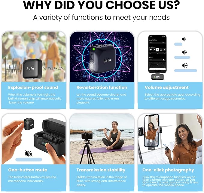 Wireless Lavalier Microphone for iPhone & Android Magnetic Mini Clip Mic | AI Noise Reduction;Lightning & Type-C;9g Light;55H Battery Life with Charging Case for TikTok YouTube Vlog Content Creation - Image 4