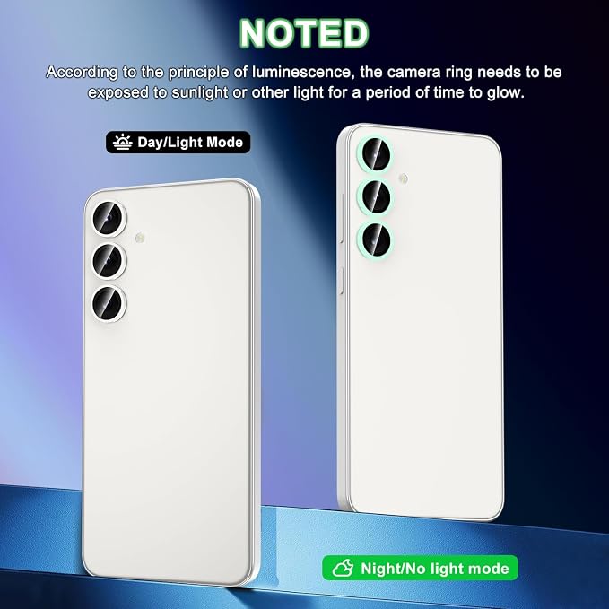 for Samsung Galaxy S25 FE Camera Lens Protector, Individual Metal Ring Tempered Glass Lens Cover, [Strong Adsorption] Scratch Resistant Ultra-Thin HD Clear Lens Cover, 1 Set-White Shine - Image 2