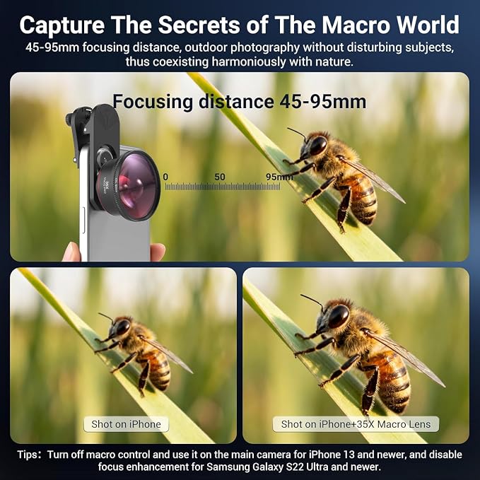35X Macro Lens Kit for Smartphone with CPL Filter, HD Magnifier Photography Lens with Universal Lens Clip, Phone Camera Lens Attachment for iPhone 17/16/15/12/11 Samsung & Android Phone - Image 5