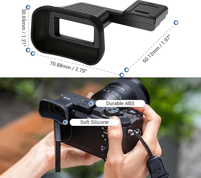 Upgraded A7C II A7CR Eyecup Eye Cup with Hot Shoe Cover, Soft Silicon Extended Viewfinder Eyepiece for Sony Alpha 7CII 7C R 7C II (Not Fits A7C) with Built-in Cold Shoe Mount for LED lights Microphone - Image 4