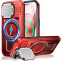 Camera Stand Case for iPhone 15, [Compatible with MagSafe] [Lens Cover] 2024 Version Military Grade Protective Soft Case for iPhone 15 6.1 inch Men Women, Red by WASTROYAL