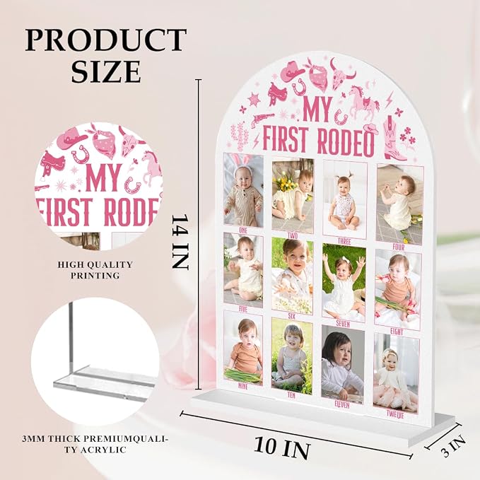 My First Year Photo Board Baby Milestone Signs One Year of Baby Photo Board, Best Babies Keepsake 10x14 Inches Acrylic Sign Decor Fits 2" x 3" Photo A09 - Image 2