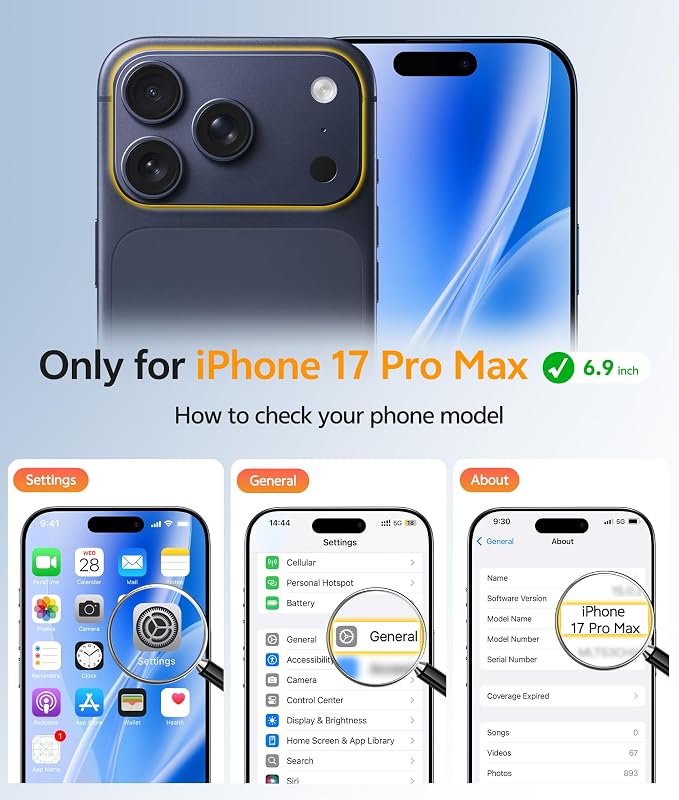 FNTCASE for iPhone 17 Pro Max Case, Fit for Magsafe, Screen Protector Blue | Full Camera Protection, Translucent Matte, 14FT Military Grade Drop Proof, Shockproof Protective Phone Cover, Blue - Image 2