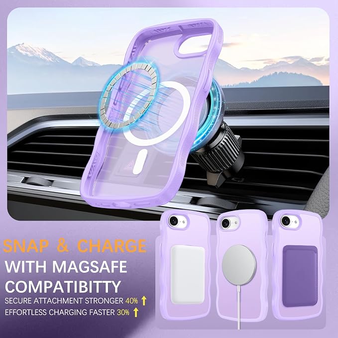 BENTOBEN Magnetic for iPhone 17e Case,Cute Wavy Frame [Compatible with MagSafe] Translucent Matte Anti-Slip Bumper Women Girls Boys Men Shockproof Drop Protective Cover for iPhone 17e,Light Purple - Image 2