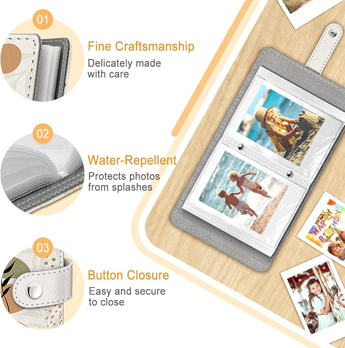 Boho Bohemia Small Photos Album for 2x3 Inch Films, 56 Pockets | Mini Cute Picture Book, Wallet Size, for Polaroid Fujifilm Instax Mini Instant Camera Printer, Kpop Photocard Binder Holders - Image 4