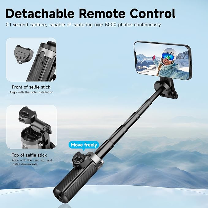2026 5-in-1 Magnetic Selfie Stick with Remote, 16 inches | 360° Rotation, Transforms into Mini Tripod/Camera Grip/Handheld Stabilizer/Phone Stand, For Cell Phone - Image 3
