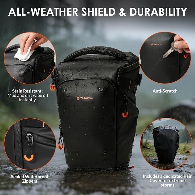 TARION Expandable Top Loader Camera Bag with Shoulder Strap TriadPack | Fits DSLR with Attached 70-200mm to 400mm Telephoto Lens, Large Opening, Backpack and Waist Strap Compatible, Waterproof - Image 5