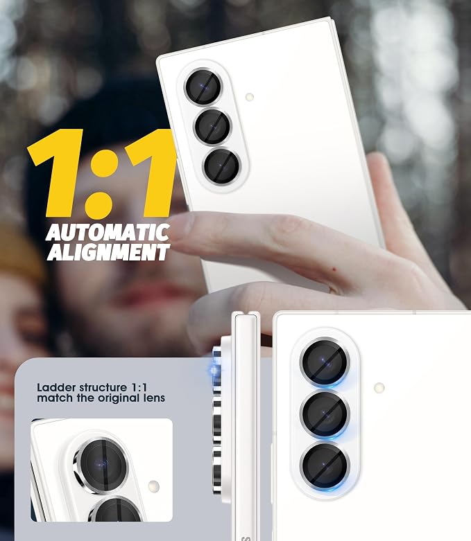 Orzero (2 Sets Camera Lens Protector for Samsung Galaxy Z Fold 8 Ultra, [EZ Install] [Case-Friendly] 9H Tempered Glass CD Pattern Lens Cover, Military-Grade Shockproof, HD Clarity Anti-Glare - Sliver - Image 5