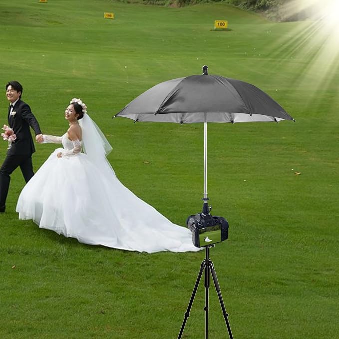 Camera Hot Shoe Umbrella, 360 Swivel DSLR Camera Sunshade & Rain Cover for Camera with Hot Shoe, Waterproof Photography Accessory for Outdoor Photographing, Filming, Live Streaming, 20 Inch - Image 6