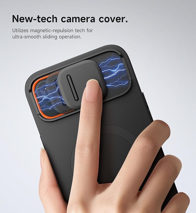 SURITCH for iPhone 14 Plus/15 Plus Case with Magnetic Camera Slide Cover and Adjustable Kickstand, Compatible with MagSafe, Shockproof Bumper Case Slim Protective Cover 6.7 Inch, Black - Image 4
