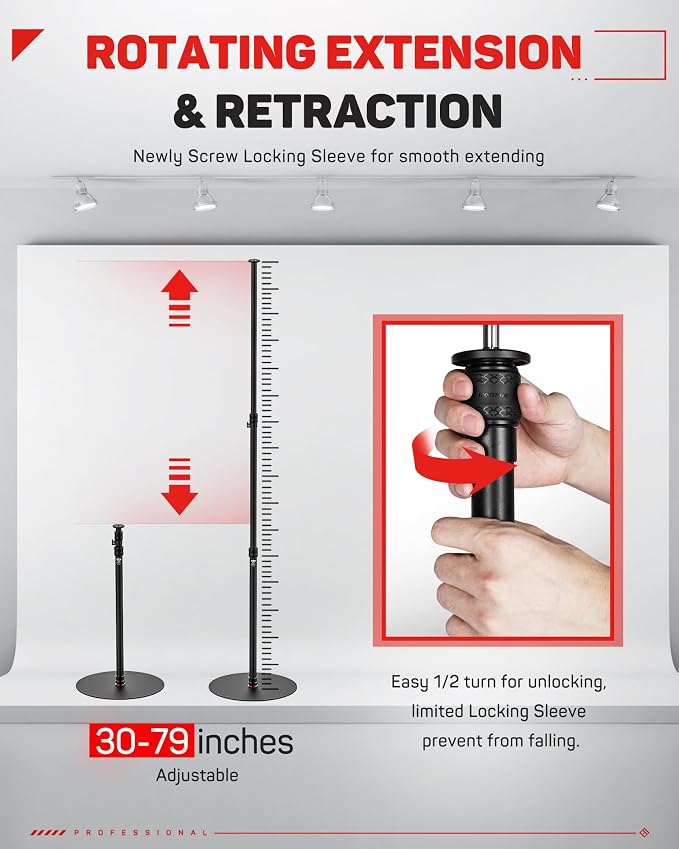 IFOOTAGE RB-A400 Round Base Light Stand Monopod 79" Tripod | Monopod for Cameras Lights Webcam, Live Streaming Vlogging, Stable Round Base Stand with 22LBS Payload - Image 5