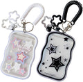 2 Pieces Creative Lucky Stars Photocard Holder Keychain Protective Sleeves - Transparent Cover Case for Bus Card, Student ID, and Photo Display (Black, White) by Unknown