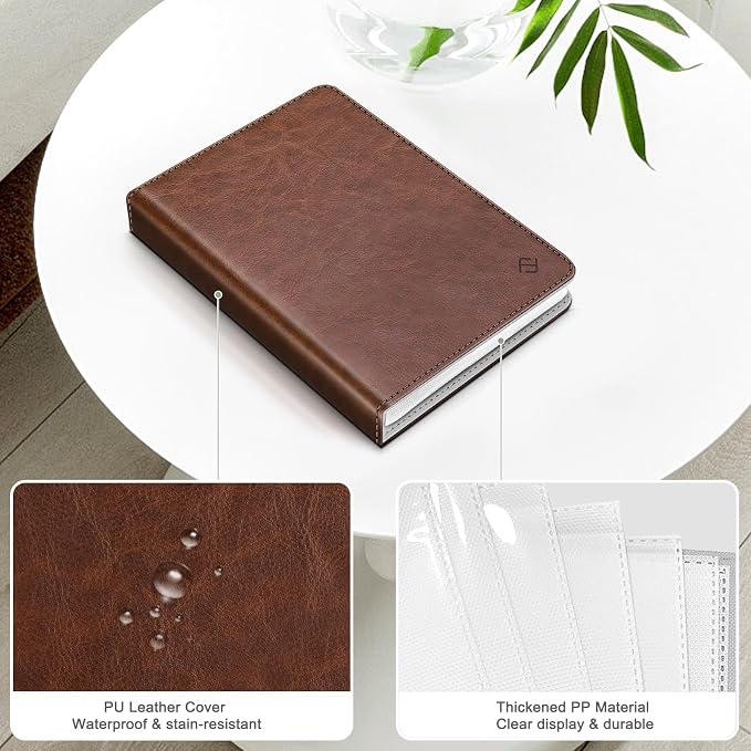 Fintie Photo Album for 3.5x4.25 Inch Polaroid Films, 64 Pockets | For Fujifilm Instax Wide Films, Polaroid Now+, Flip I-Type 600 Sx-70 Photos, Small Wallet Album, Memory Book, Vintage Brown - Image 4