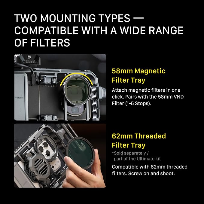 Tilta Khronos Universal Smartphone Case Creator Kit | Adjustable 360 Degree NATO Handle | NATO to ARCA Adapter | 58mm Magnetic Filter Tray | Variable ND Filter | Mobile Filmmaking Cage | Space Gray - Image 6