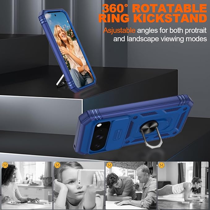 Gritup for Pixel 10 Case: Pixel 10 Pro Case with Screen Protector*2 | Magnetic Stand & Slide Camera Cover, Shock Proof Military-Grade para Google-Pixel-10/10 Pro Cover, Blue - Image 8