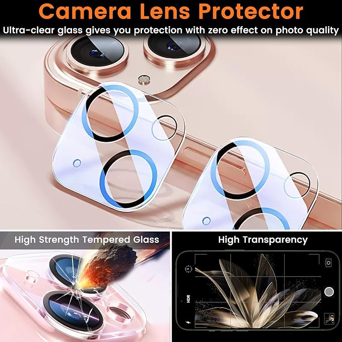 Lesakit 3+3 Pack Privacy Screen Protector for iPhone 13 6.1-Inch with 3 Pack Camera Lens Protector, Anti Spy Tempered Glass Film 9H Hardness Bubble Free Case Friendly - Image 5