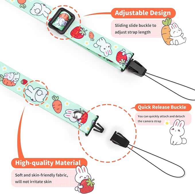 VOVMOEYA Camera Strap for Cute Camera,Camera Lanyard Neck Strap for mini Camera,Cute Camera Strap for Fujifilm mini Camera - Image 2