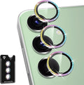 for Samsung Galaxy S24 FE Camera Lens Protector, Individual Metal Ring Tempered Glass Lens Cover, [Strong Adsorption] Scratch Resistant Ultra-Thin HD Clear Lens Cover, 1 Set-Colorful Sparkly by Btscase