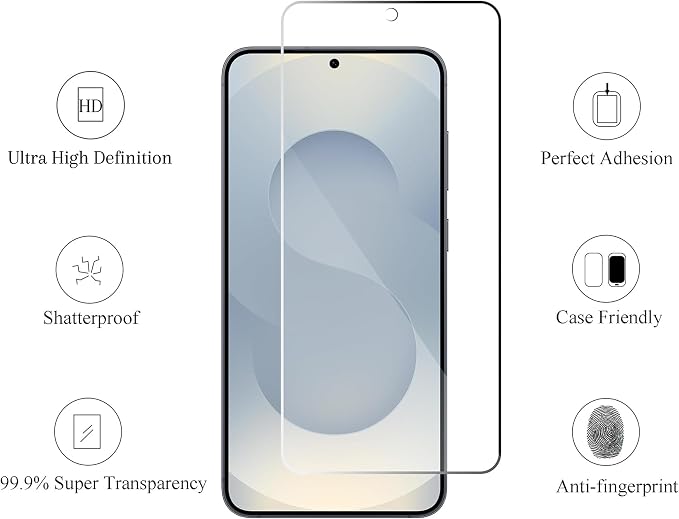 Ailun Screen Protector + Camera Lens Protector for Galaxy S25+ / S25 Plus | 3+3 Pack, 6.7 inch, Tempered Glass, Fingerprint Unlock, 0.25mm, Anti-Scratch, Case Friendly, Clear, HD - Image 2