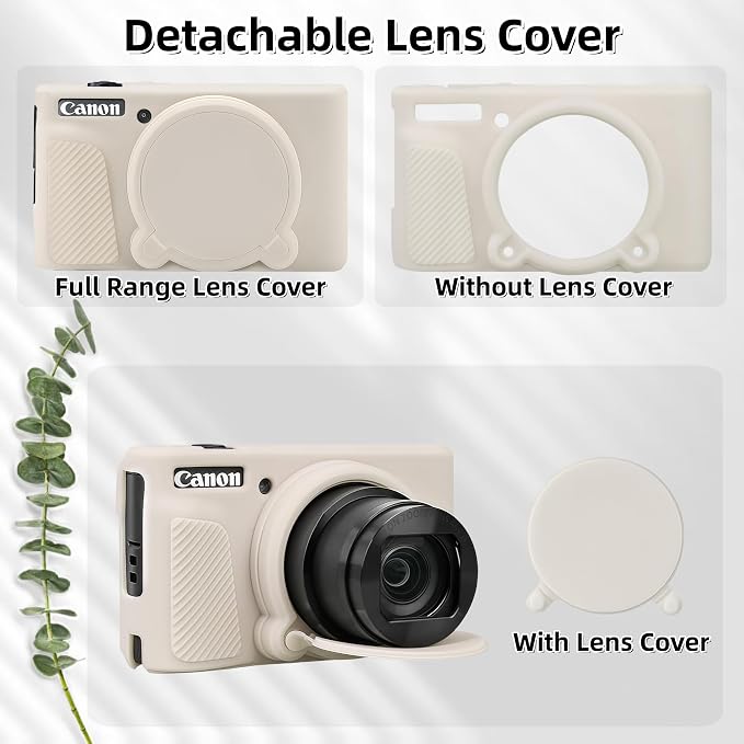 Camera Case for Canon PowerShot SX740/ SX730 Digital Camera, SX740 HS Case | Soft Silicone Protective Case Removable Lens Cover, Comes with 2 Screen Protectors and 1 Wrist Strap. (Mist White) - Image 4