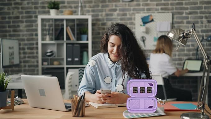 Comecase Dual SSD Case for SanDisk Extreme Portable SSD and Extreme PRO | Holds 2 Drives & 12 SD Cards, Elastic Strap Fit 500GB/1TB/2TB/4TB/8TB, Cable Groove & Carabiner for Travel, Purple, Box Only - Image 9