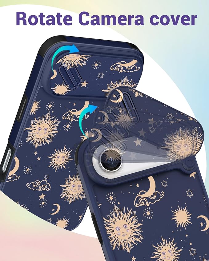 Buleens for iPhone 17 Air Case 6.5 Inch - with Ring Stand & Camera Cover Aesthetic Cute Designed for Women Girls Girly Kawaii Sun Moon Stars Phone Case for iPhone 17 Air Compatible with Magsafe - Image 3