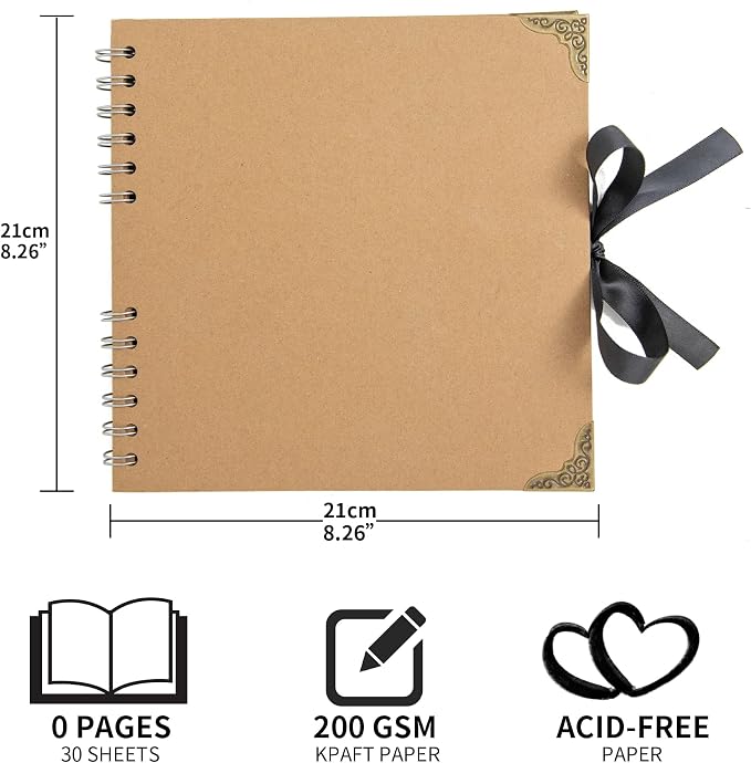 LOYALBOOK 8 x 8 inch DIY Scrapbook Album 60Pages For Wedding Family Photo | Nice Thick Sturdy&Well-Made Good Value Craft Parties Birthday Dinners Graduation Ceremonies Diplomas Storage - Image 3