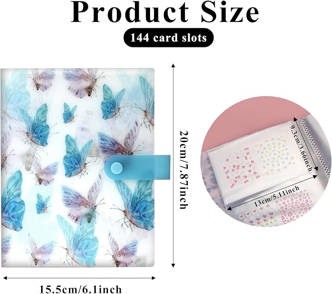 Nail Art Sticker Storage Book Artistic Nail Decals Collection Organizer 144 Slots Nail Art Stickers Collecting Album Holder Binder Plastic Book for Nail Art Sticker Photo Displaying（Blue） - Image 2