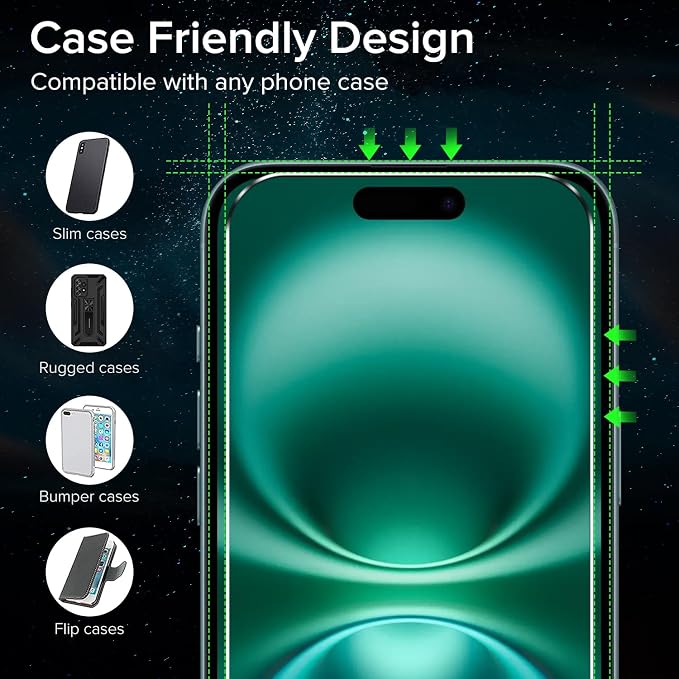 ivoler Screen Protector for iPhone 16 Plus 6.7" Tempered Glass 2-Pack | with [Easy Installation Frame], Anti-Scratch Case Friendly Clear HD Film for iPhone 16 Plus 6.7 inch - Image 5