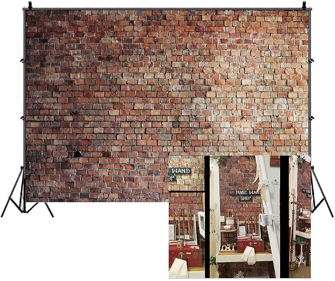 12x8ft Vintage Red Brick Wall Backdrop for Photoshoot Old Brickwall Backgrounds for Photography Newborn Baby Shower Adults Wedding Portrait Photography Backdrop Wallpaper Photo Studio Props by Unknown