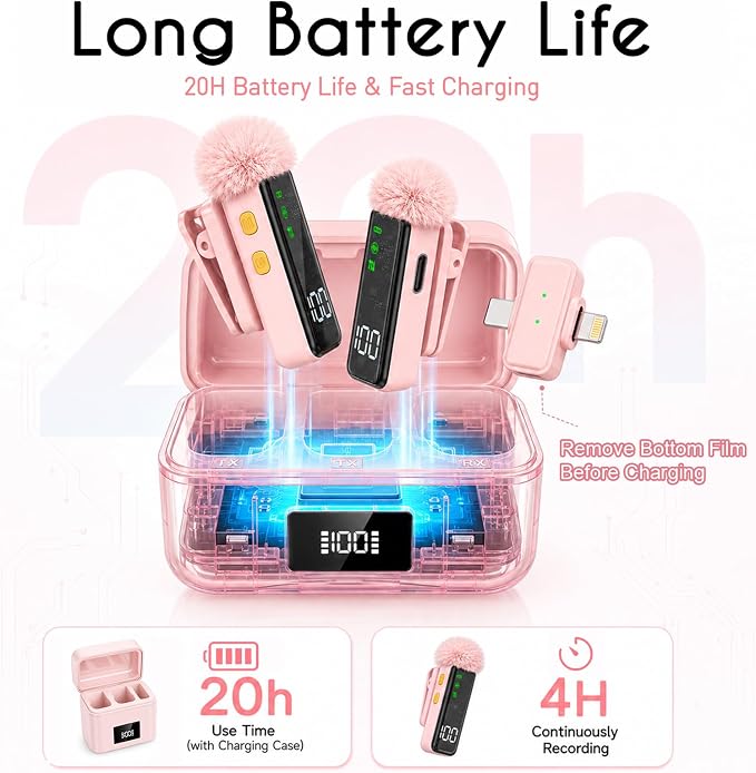 2 Mini Wireless Microphones for iPhone/Android, AI Noise Reduction | Plug & Play, 20H Battery with Charging Case, Portable Clip-On Lavalier Mic for Content Creators, Podcast, Streaming, Vlogging - Image 6