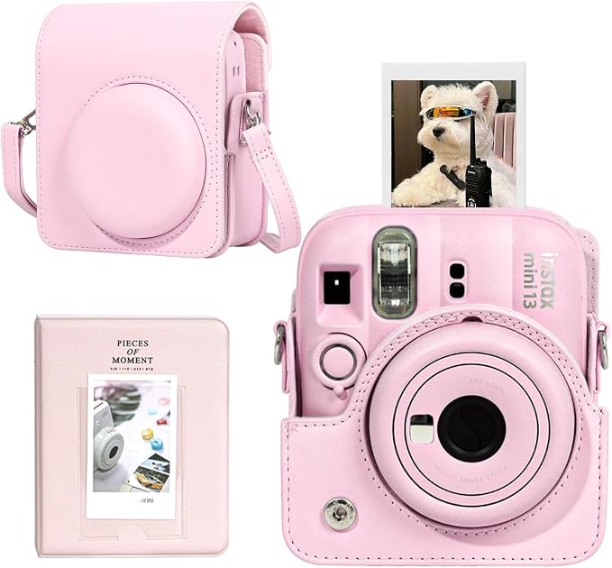 CAIYOULE Camera Case for Fujifilm Instax Mini 13 Instant Film Camera, Pink | Mini 13 Protective Camera Case, PU Leather Camera Crossbody Bag for Instax Mini 13, with Photo Album, Adjustable Strap by CAIYOULE