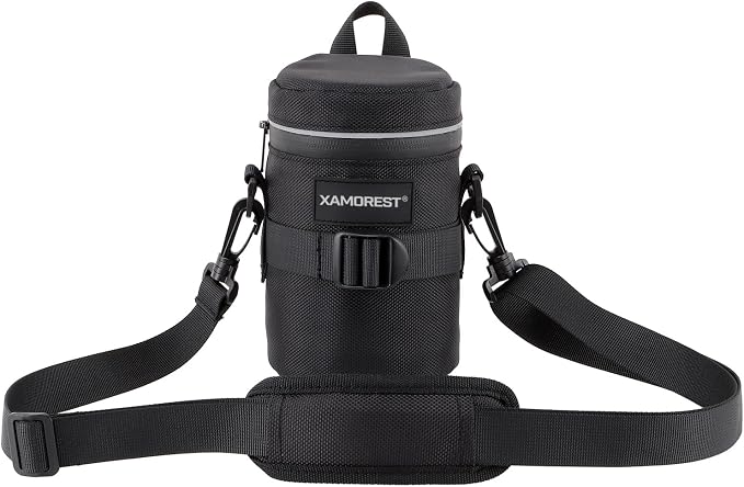 Camera Lens Case Lens Bag Compatible (4.13" x 7.28"(Nylon, Black)) by XAMOREST