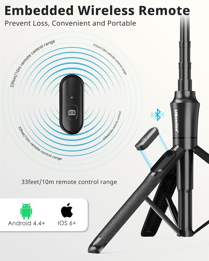 UBeesize 72'' Magnetic Tripod for iPhone with Remote, Extendable Cell Phone Tripod Stand, Compatible with MagSafe, Selfie Stick Tripod for iPhone 15 14 13 12 11 Series and Android Phones - Image 3