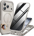 Miracase for iPhone 17 Pro Max Case with Privacy Screen Protector, Titanium | Compatible with MagSafe, 360° Full Body Protection, Full Camera Protection, Military-Grade Shockproof Phone Case 6.9" by Miracase