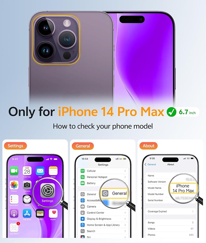 FNTCASE for iPhone 14 Pro Max Case, Fit for Magsafe, Glass Screen Protector | Full Camera Protection, Translucent Matte, 14FT Military Grade Drop Proof, Shockproof Protective Phone Cover, Purple - Image 2